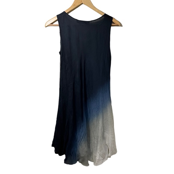 Viviana Uchitel 100% Silk Synched Side Dress - Beige / Blue Ombré Small - Picture 2 of 6
